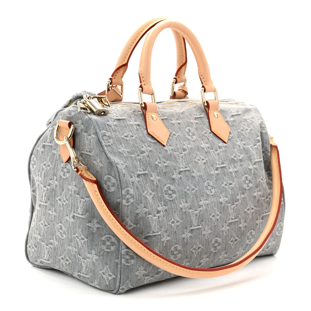 Monogram Denim Speedy Soft 30 Washed Gray